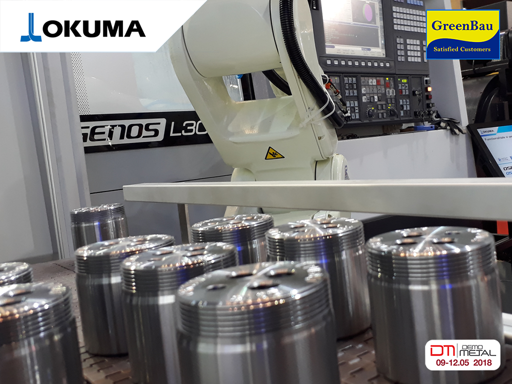 Strung cu frezare CNC OKUMA Genos L-3000-e și robot integrat