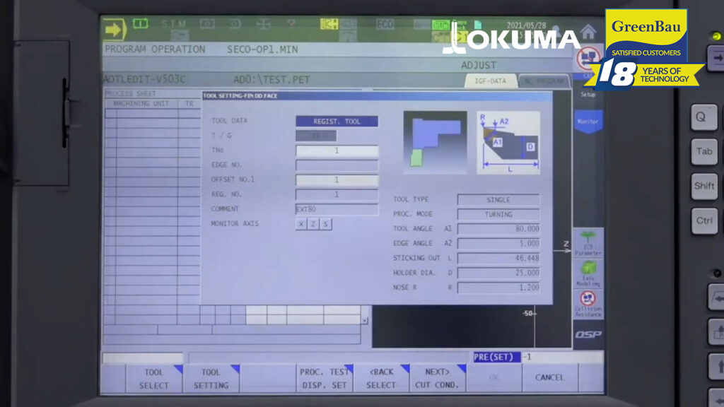 Programarea conversațională grafică pe strung Okuma