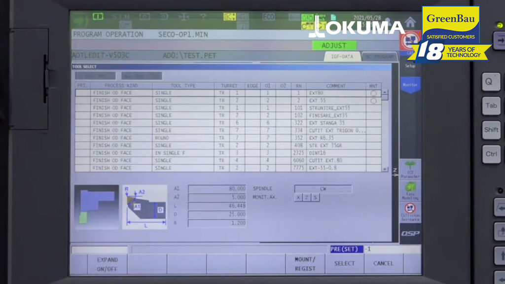 Programarea conversațională grafică pe strung Okuma