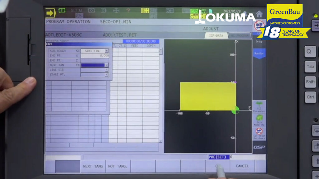 Programarea conversațională grafică pe strung Okuma