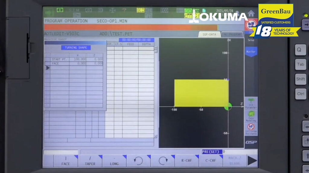 Programarea conversațională grafică pe strung Okuma