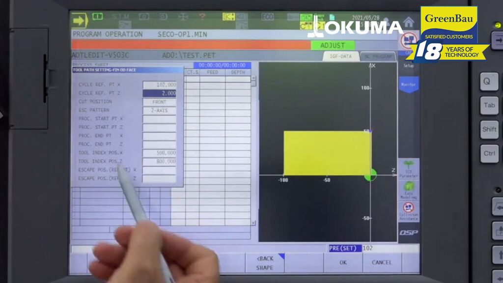 Programarea conversațională grafică pe strung Okuma
