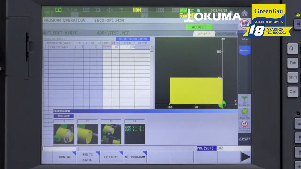 Programarea conversațională grafică pe strung Okuma