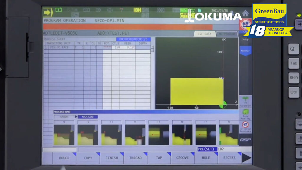Programarea conversațională grafică pe strung Okuma