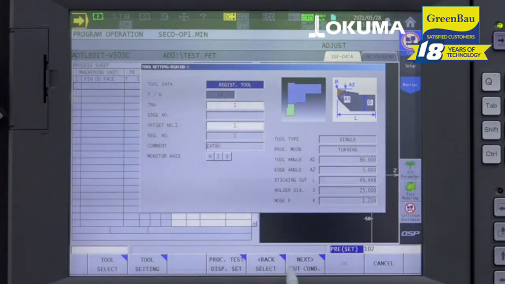 Programarea conversațională grafică pe strung Okuma