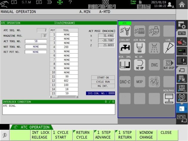 Funcții utile operare Okuma OSP - Avans și retur într-un singur pas