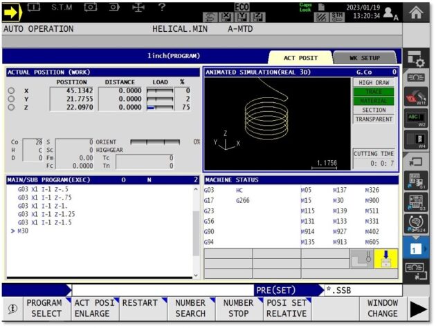 Funcții utile operare Okuma OSP - Așchiere elicoidală
