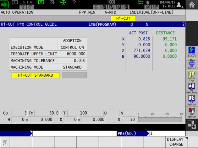 Funcții utile operare Okuma OSP - Hi-Cut Pro